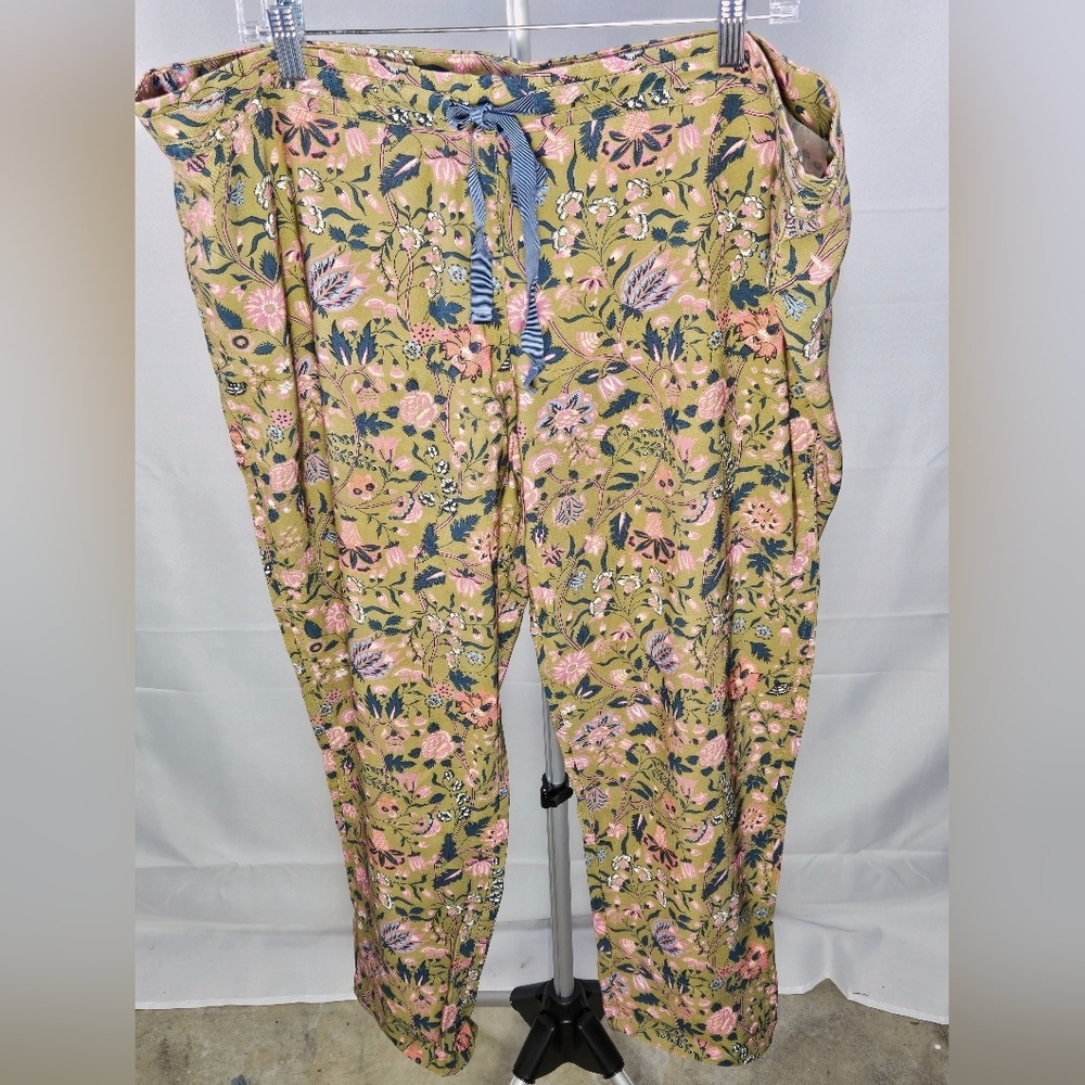 Sundance Floral Boho 100% Cotton Closet Cottagecore Staple Pants, Large Petite